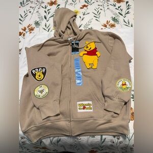 NWT Disney Winnie the Pooh Tan Hoodie Size L